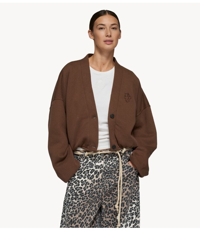 10DAYS Vest cropped baseball cardigan  dark truffle