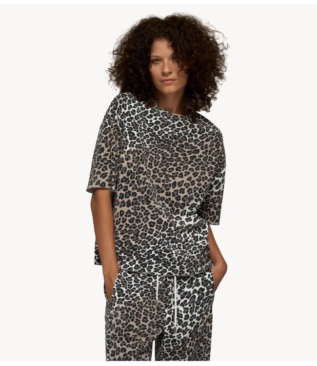 10DAYS Top soft scuba tee leopard ecru