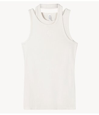 10DAYS Top a-symmetric rib top ecru