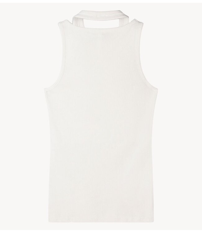 10DAYS Top a-symmetric rib top ecru