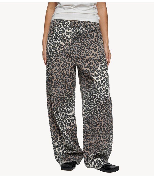 10DAYS Broek soft scuba pants leopard ecru