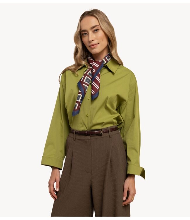 Studio Anneloes Blouse Erina poplin blouse dark lime
