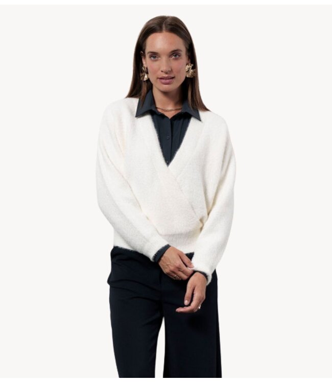 Studio Anneloes Top Nuri wrap pullover ecru
