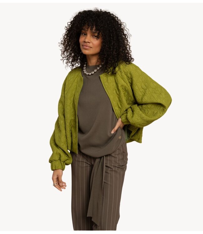 Studio Anneloes Jack Luun jacquard jacket dark lime