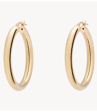 Anna+Nina Oorbellen Round Plain Hoop Earrings Gold Plated essential