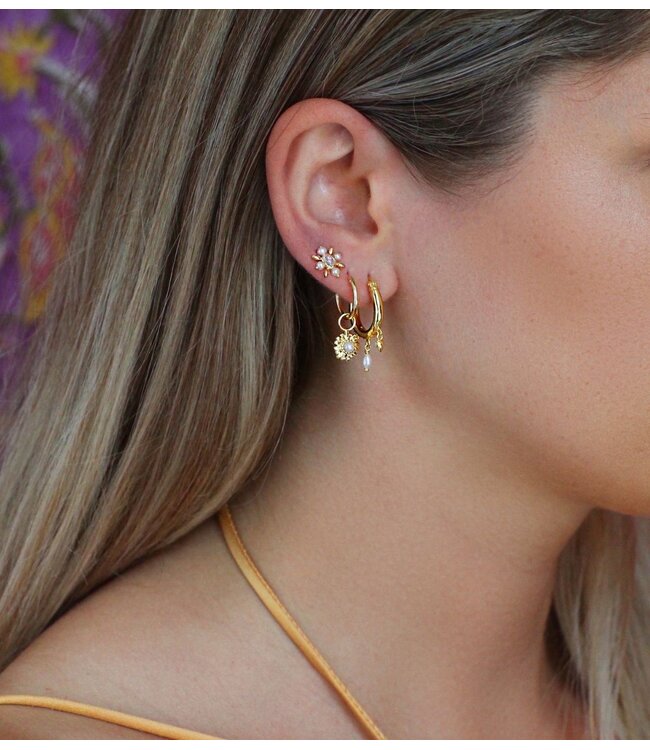 Anna+Nina Oorbellen Round Plain Hoop Earrings Gold Plated essential