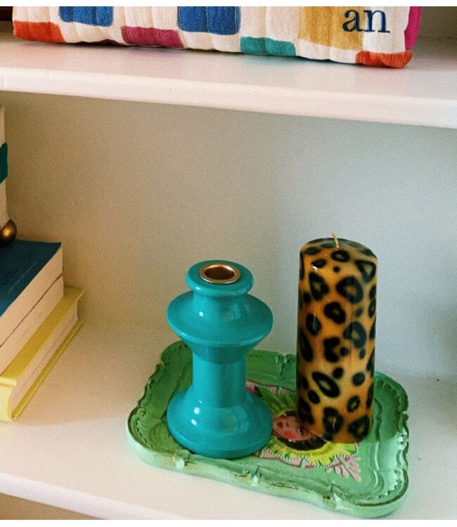 Anna+Nina Stompkaars large leopard print pillar candle essential