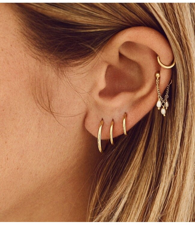 Anna+Nina Oorbel single plain ring earring XS 9mm silver goldplated essential