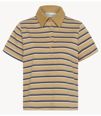 My Essential Wardrobe Top MWAsla Polo Tee Light Capers Strip