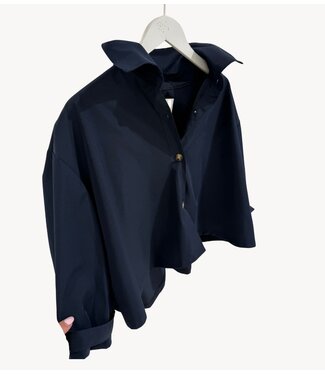 Attire Jas cape blauw trenchcoat