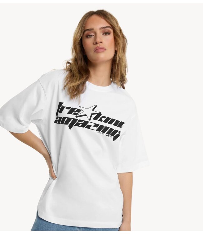 Refined Department T-shirt ladies knitted oversized t-shirt MAGGY WHITE