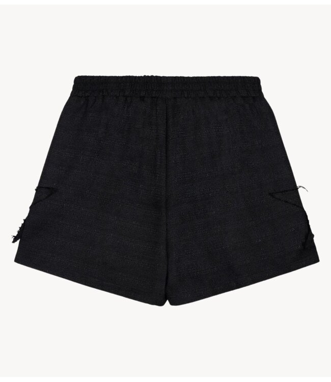 Refined Department Broek ladies woven relaxed tweed shorts MONE BLACK