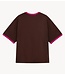 Refined Department T-shirt ladies knitted oversized t-shirt LOUI BROWN