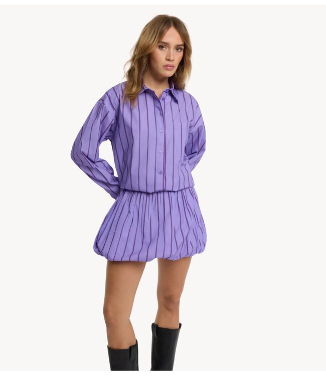 Refined Department Rok ladies woven short stripe balloon skirt DYME LILAC