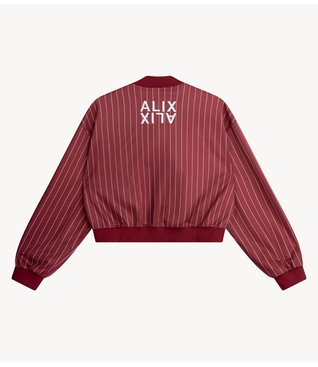 Alix The Label Jacket ladies knitted pinstripe cropped training jacket cerise