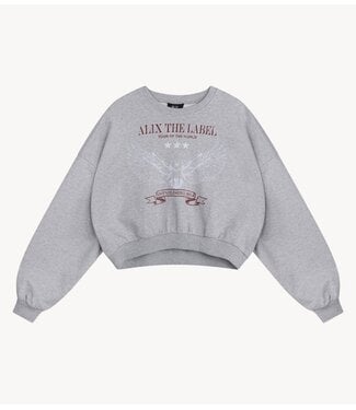 Alix The Label Trui ladies knitted eagle sweater light grey melange