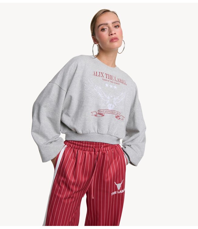 Alix The Label Trui ladies knitted eagle sweater light grey melange