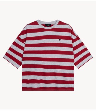 Alix The Label T-shirt ladies knitted block stripe t-shirt cerise