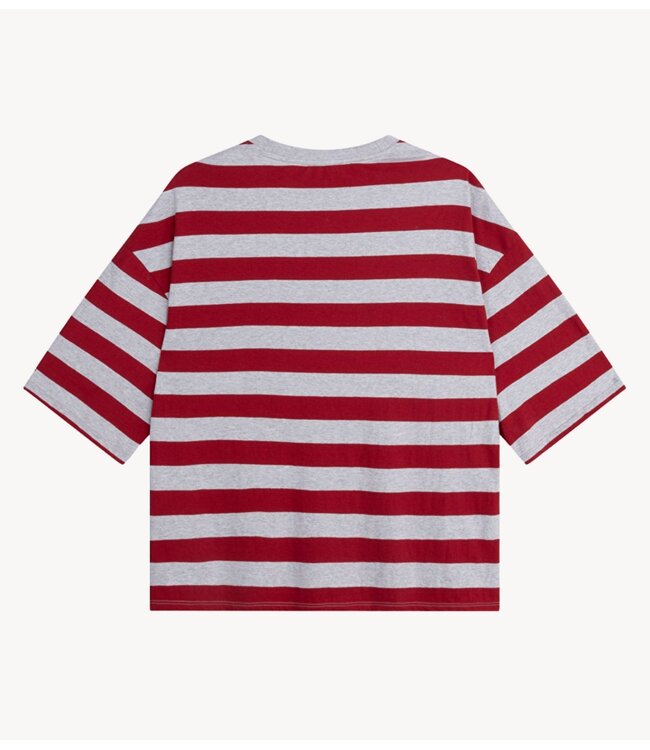 Alix The Label T-shirt ladies knitted block stripe t-shirt cerise