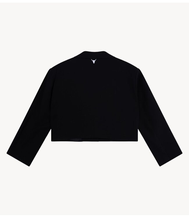 Alix The Label Blazer ladies woven flowy cropped a blazer black