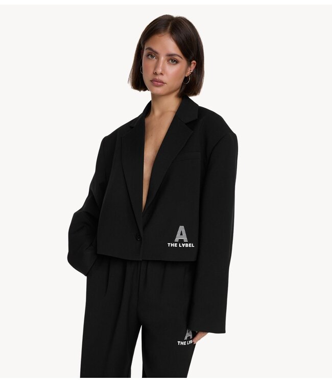 Alix The Label Blazer ladies woven flowy cropped a blazer black