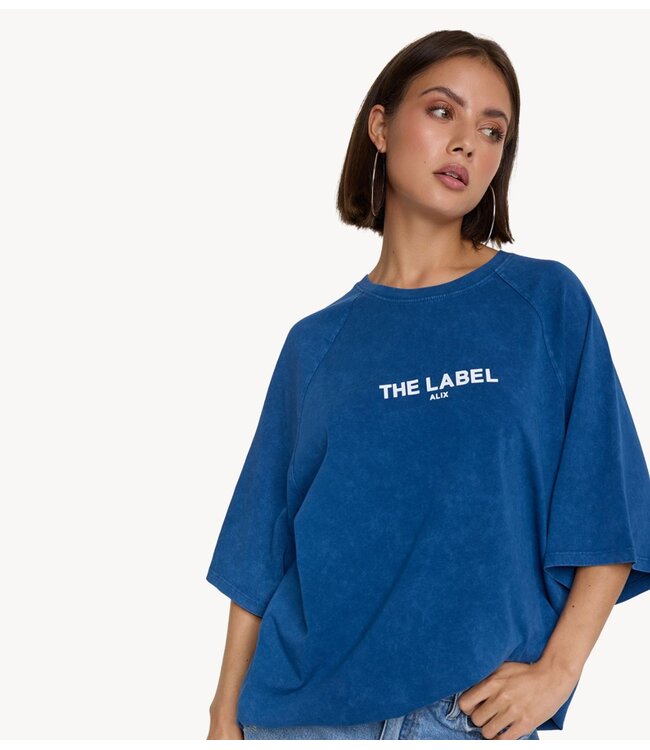 Alix The Label T-shirt ladies knitted raglan t-shirt night blue