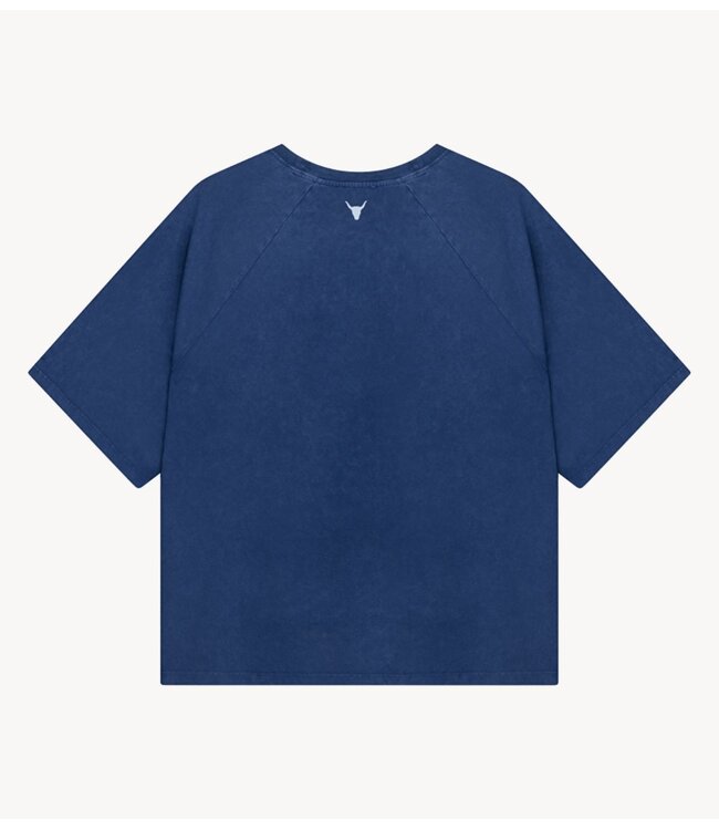 Alix The Label T-shirt ladies knitted raglan t-shirt night blue