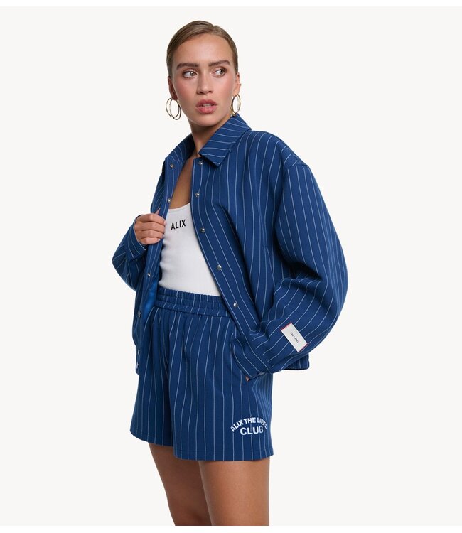 Alix The Label Jacket ladies woven clean striped bomber night blue