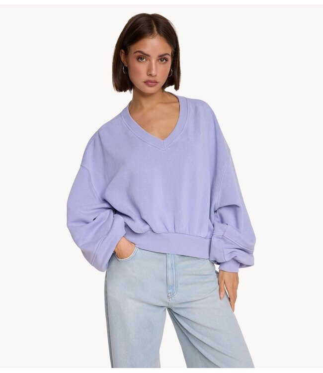 Alix The Label Trui ladies knitted cutseam v-neck sweater lilac