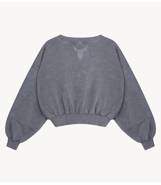 Alix The Label Trui ladies knitted cutseam v-neck sweater light grey