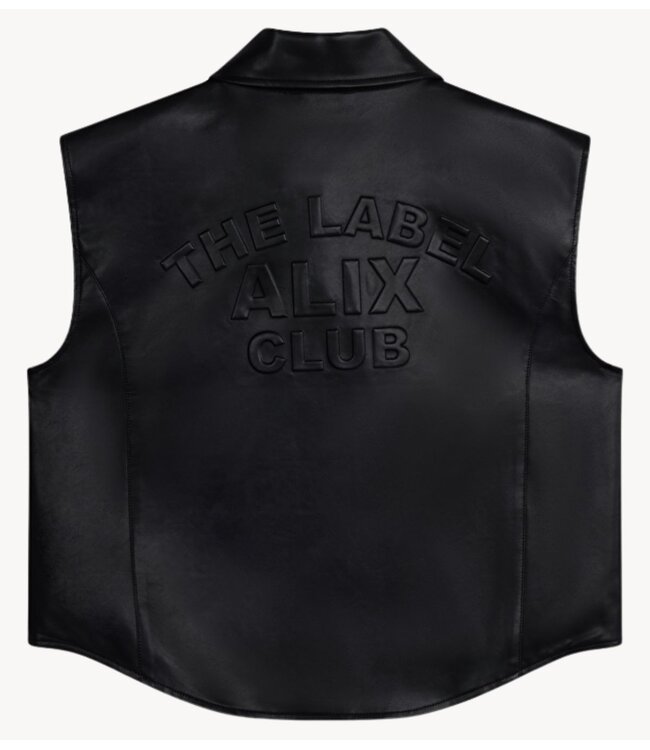 Alix The Label Gilet ladies woven faux leather waistcoat black