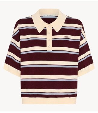 Gestuz Top GZtaia ss polo pullover Egret/Cabernet/Poinsettia multi color