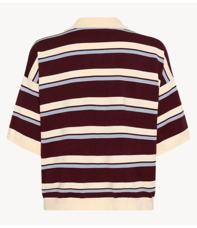 Gestuz Top GZtaia ss polo pullover Egret/Cabernet/Poinsettia multi color