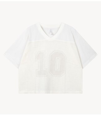 10DAYS Top mesh baseball tee ecru