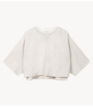 10DAYS Top shoulder gathering tee soft white melee