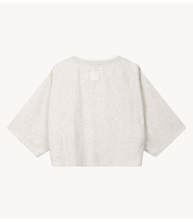 10DAYS Top shoulder gathering tee soft white melee