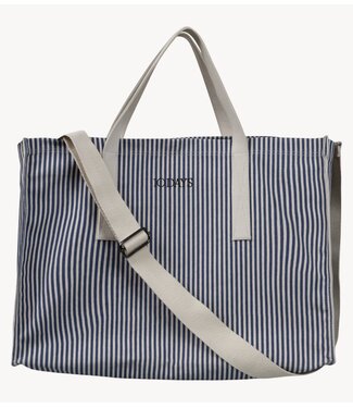 10DAYS Tas canvas shopper stripes white/blue