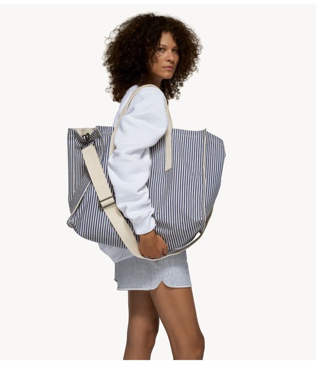 10DAYS Tas canvas shopper stripes white/blue