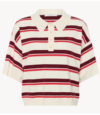 Gestuz Top GZtaia ss polo pullover Egret/Cabernet/Poinsettia multi color