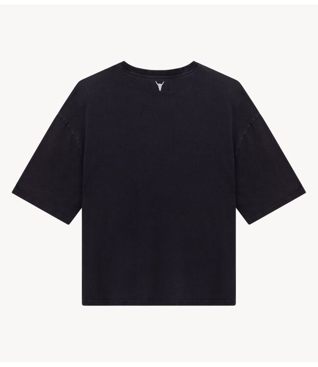 Alix The Label T-shirt ladies knitted band shirt charcoal grey