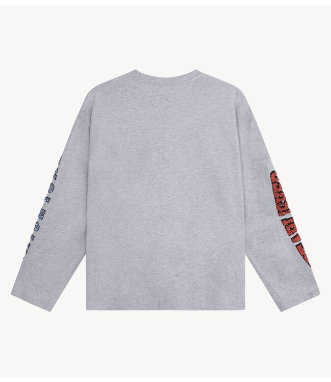 Alix The Label T-Shirt ladies knitted fancy print longsleeve t-shirt light grey melange