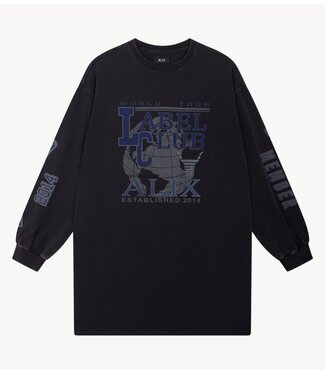 Alix The Label T-Shirt ladies knitted label club longsleeve t-shirt charcoal grey