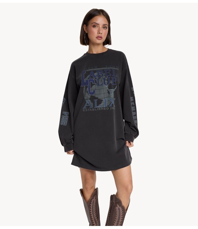 Alix The Label T-Shirt ladies knitted label club longsleeve t-shirt charcoal grey