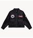 Alix The Label Jacket ladies woven leather patch jacket black