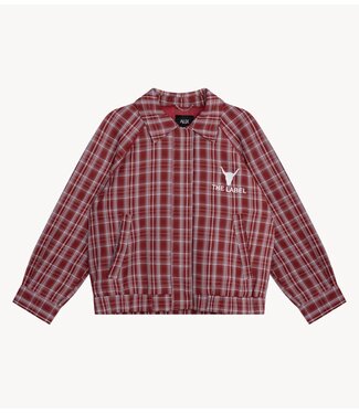 Alix The Label Jacket ladies woven checked bomber cerise