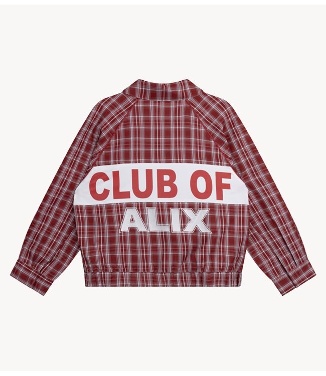 Alix The Label Jacket ladies woven checked bomber cerise