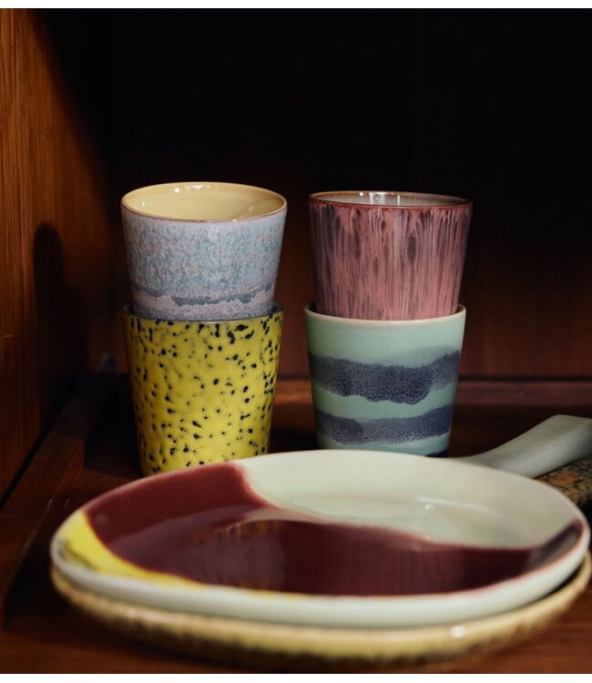 HKLIVING Mok 70s ceramics: coffee mugs, artistic (set of 4)
