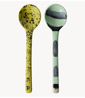HKLIVING Opscheplepel 70s ceramics: serving spoons, mines (set of 2)