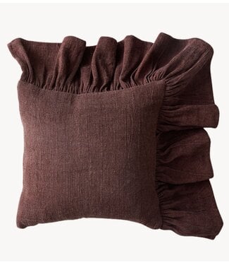 HKLIVING Kussen Ruffle cushion, chestnut (50x50cm)