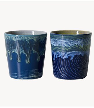 HKLIVING Mok 70s ceramics: Van Gogh coffee mugs, starry night (set of 2)